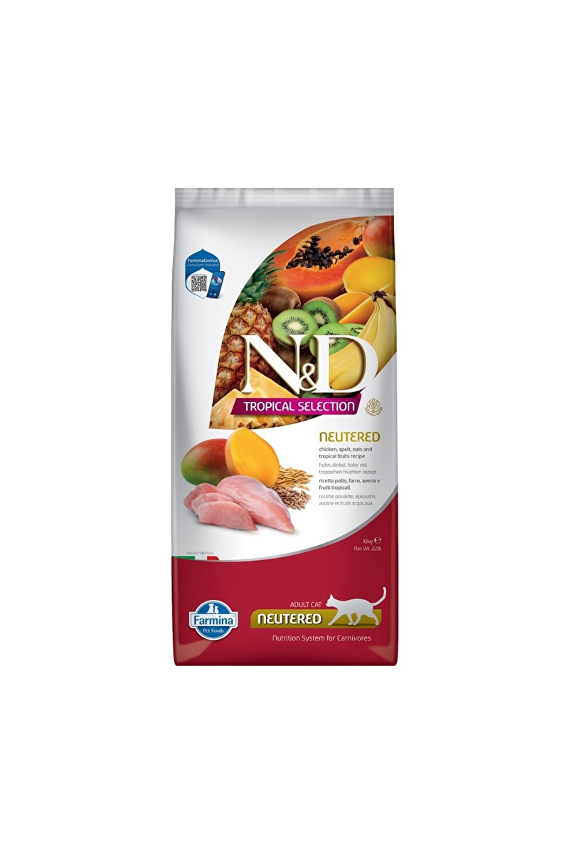 N&D Tropical Selection Tavuklu ve Tropikal Meyveli Kısırlaştırılmış Kedi Maması 10kg