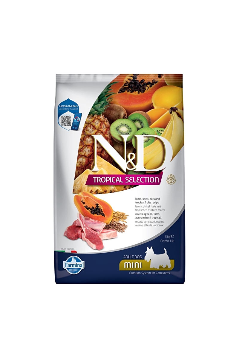 N&D Tropical Selection Kuzu Etli ve Tropikal Meyveli Mini Irk Yetişkin Köpek Maması 5kg