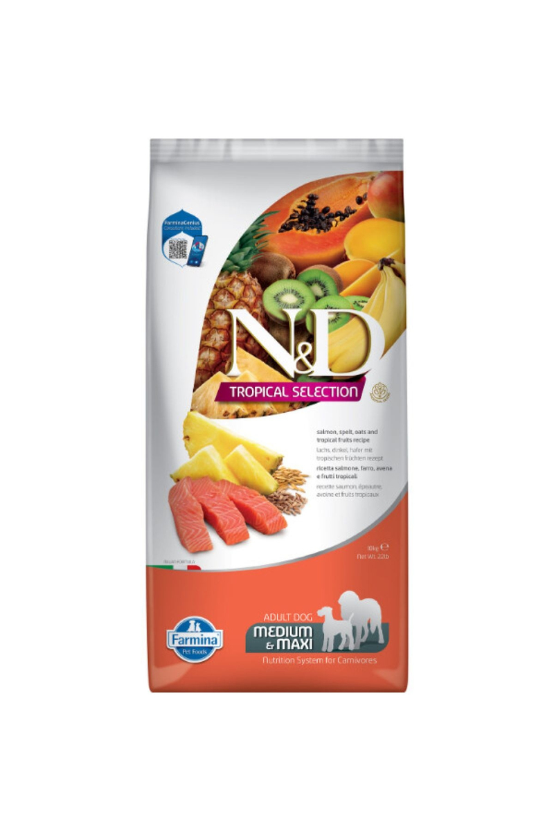 N&D Tropical Selection Somonlu ve Tropikal Meyveli Orta ve Büyük Irk Yetişkin Köpek Maması 10 kg