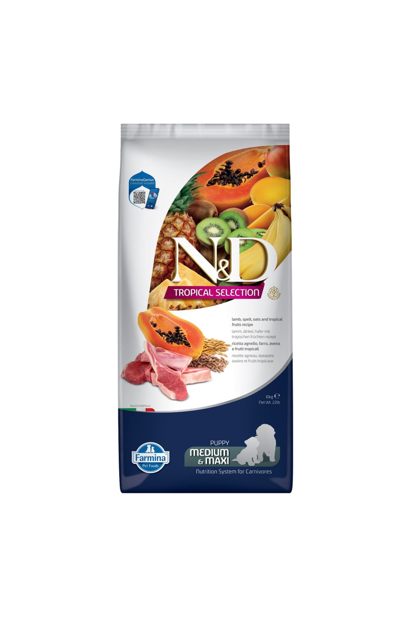 N&D Tropical Selection Kuzu Etli ve Tropikal Meyveli Orta ve Büyük Irk Yavru Köpek Maması 10 kg