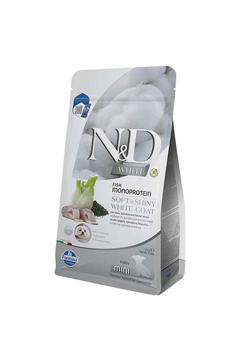 N&D White Balıklı Spirulinalı Küçük Irk Yavru Köpek Maması 1,5 Kg