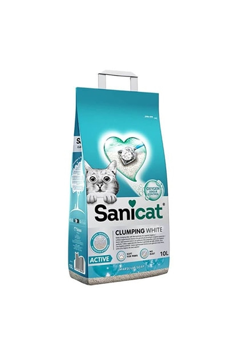 SaniCat Clumping White Active Marsilya Sabunlu Kedi Kumu 10 Lt
