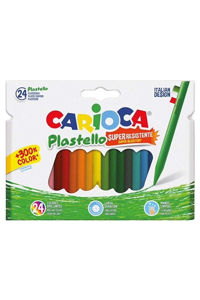 Plastello Elleri Kirletmeyen Yıkanabilir Pastel Boya Kalemi 24'Lü