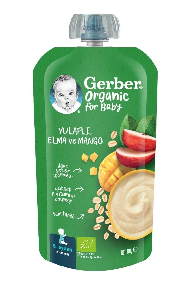 Gerber Organik Yulaflı Elma ve Mango Püresi 110 g