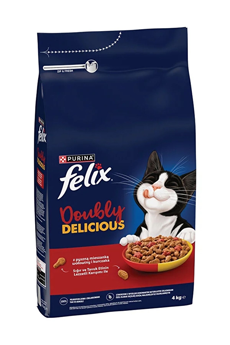 Felix Doubly Delicious Çifte Lezzet Kuru Kedi Maması Sığır Etli 4kg