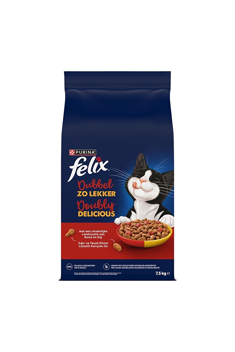 Felix Doubly Delicious Çifte Lezzet Kuru Kedi Maması Sığır Etli 7.5kg