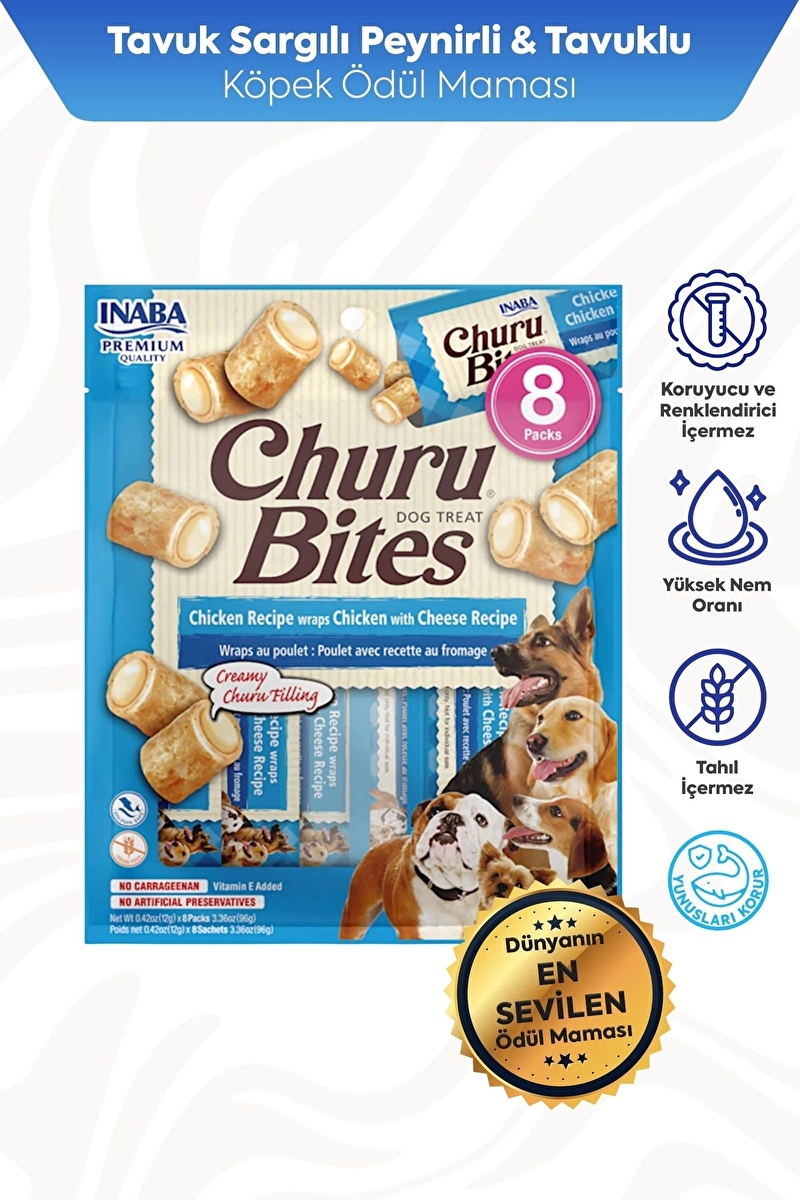 Churu Bites Köpekler için Tavuklu, Peynirli Ödül Maması
