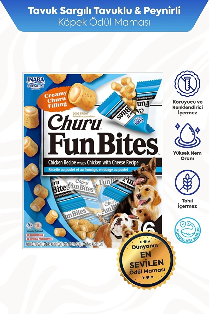 Inaba Churu Fun Bites Sticks Tavuk Sargılı Peynirli Köpek Maması