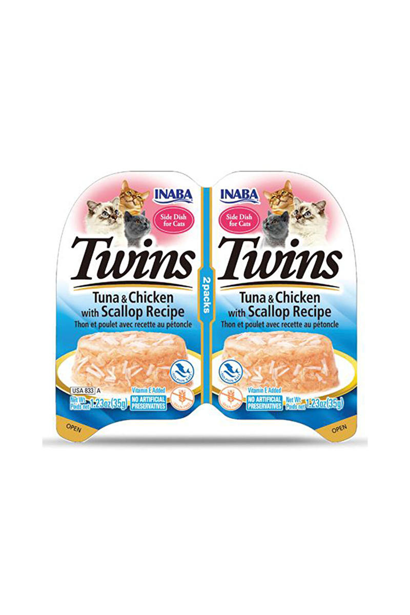 Inaba Twins Ton Balıklı, Deniz Taraklı ve Tavuklu Kedi Ödül Jölesi 2 x 35 Gr