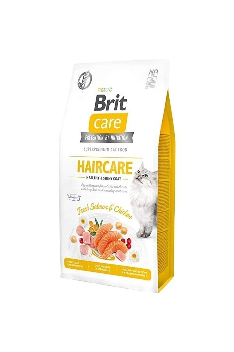 Brit Care Sağlıklı Cilt ve Parlak Tüy Bakımı, Yetişkin Kediler İçin Tahılsız, Hipoalerjenik, Taze Somonlu ve Tavuk Etli Kuru Mama 7 kg
