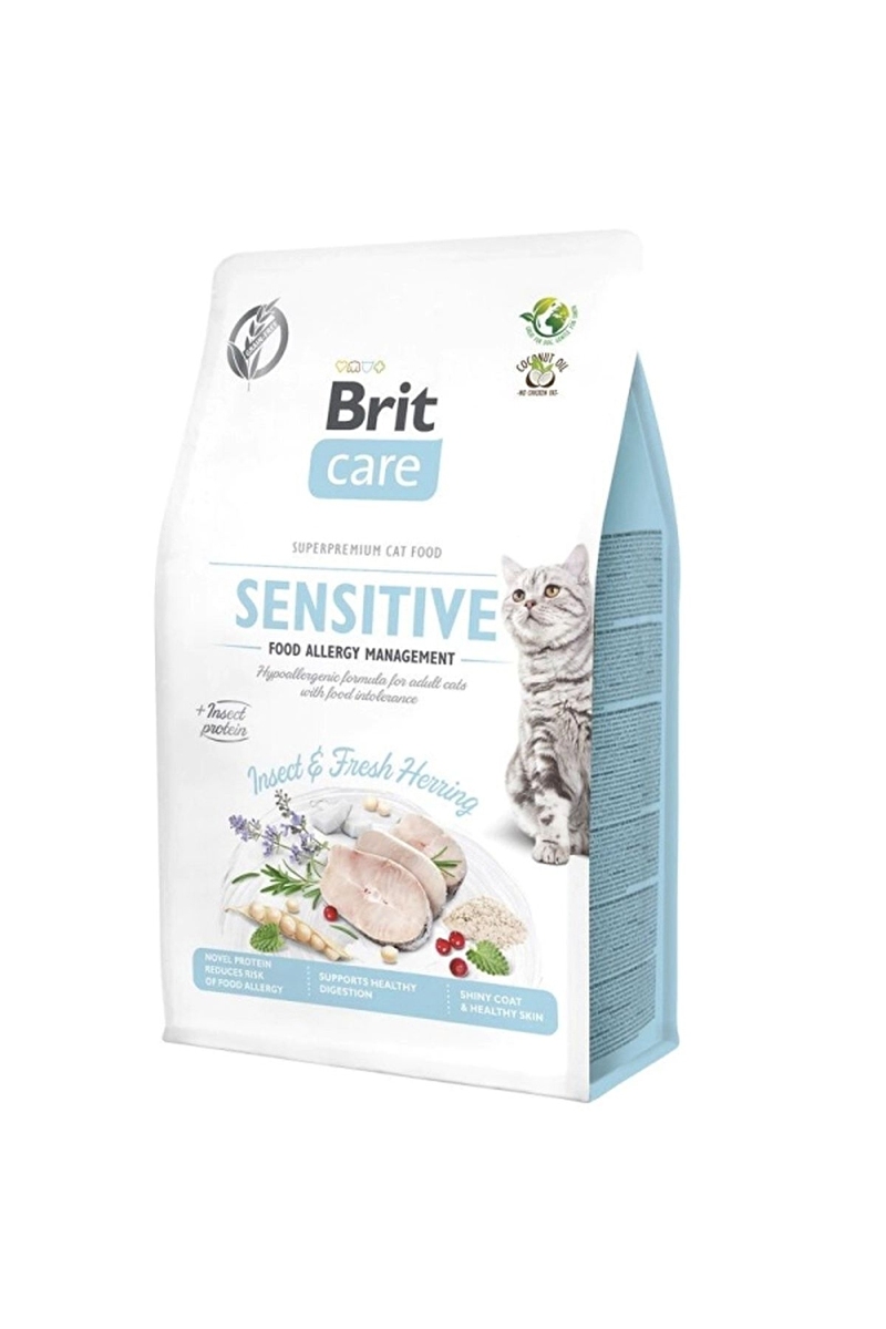 Brit Care Alerjileri Olan Yetişkin Kediler İçin, Tahılsız, Hipoalerjenik, Larva Ve Taze Ringa Balıklı Kuru Mama 2 kg