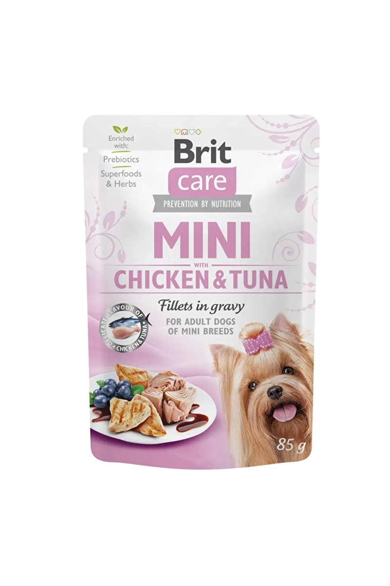 Brit Care Mini Tavuklu ve Ton Balıklı Soslu Küçük Irk Yetişkin Köpek Yaş Maması 85gr