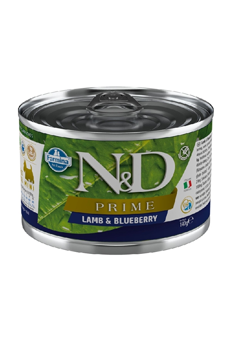 N&D Prime Kuzulu ve Yaban Mersinli Tahılsız Küçük Irk Yetişkin Köpek Konservesi 140gr