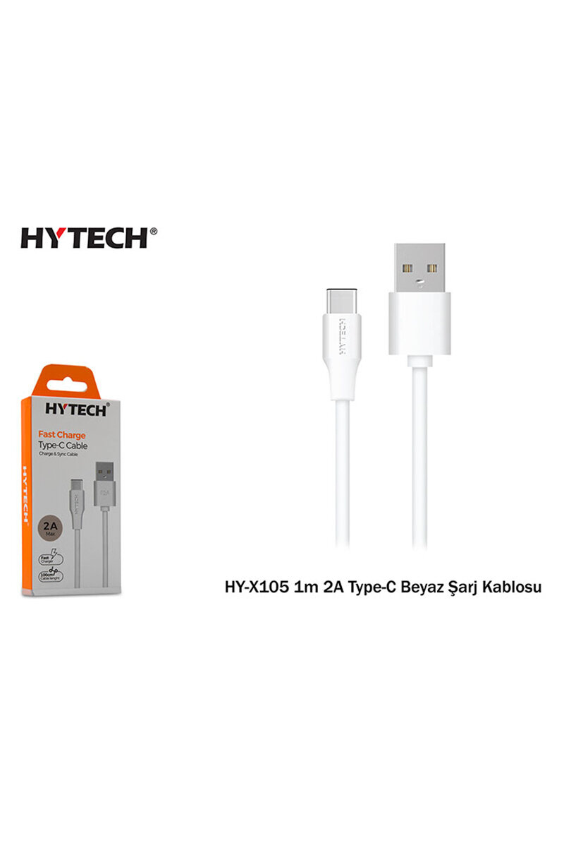 Hytech HY-X105 1m 2A Type-C Beyaz Şarj Kablosu