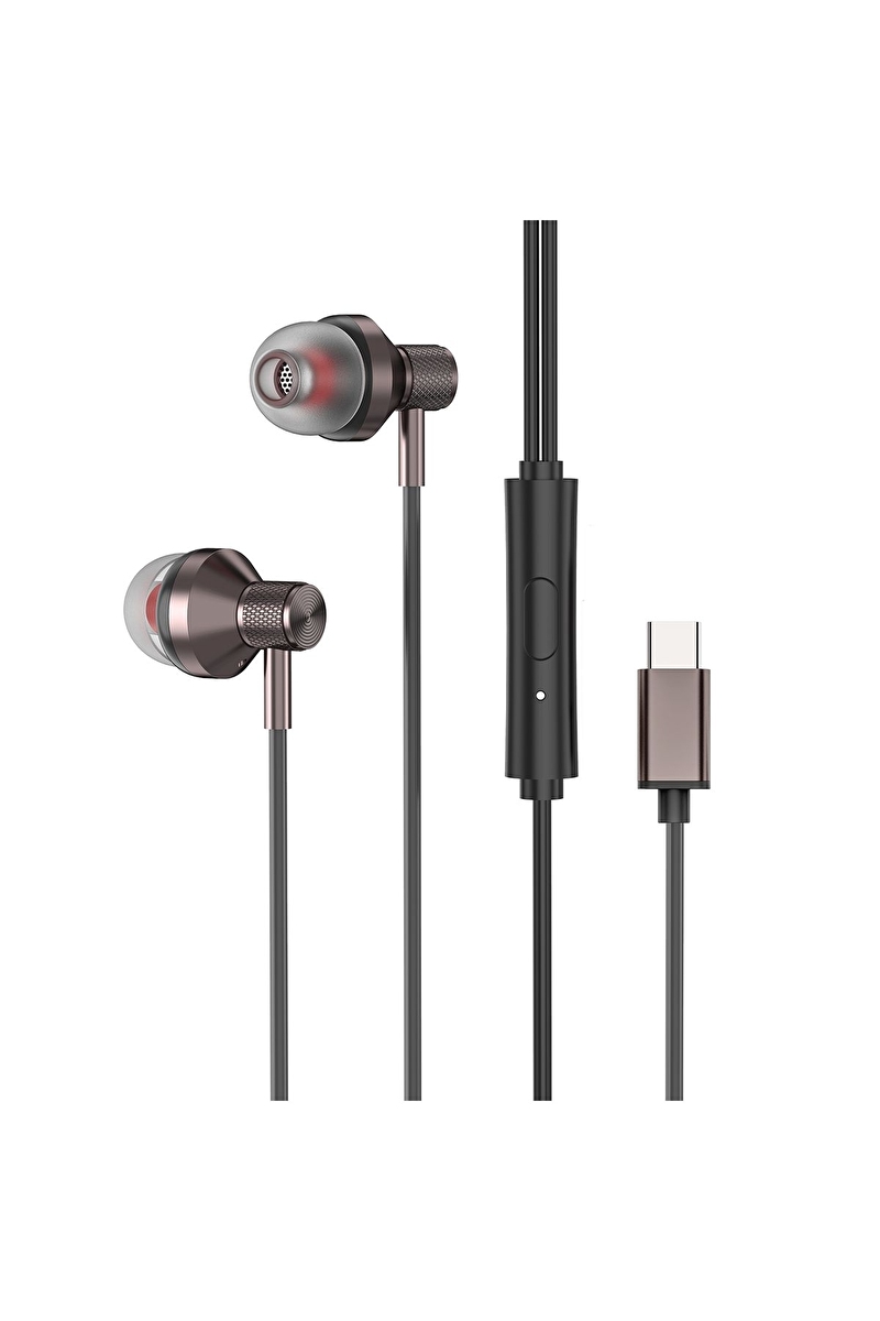 S-link SL-TPK03 TypeC Telefon Uyumlu Metal Siyah Kulak İçi Mikrofonlu Kulaklık