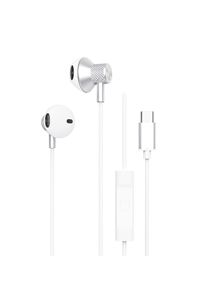 S-link SL-TPK05 TypeC Telefon Uyumlu Metal Beyaz Kulak İçi Mikrofonlu Kulaklık