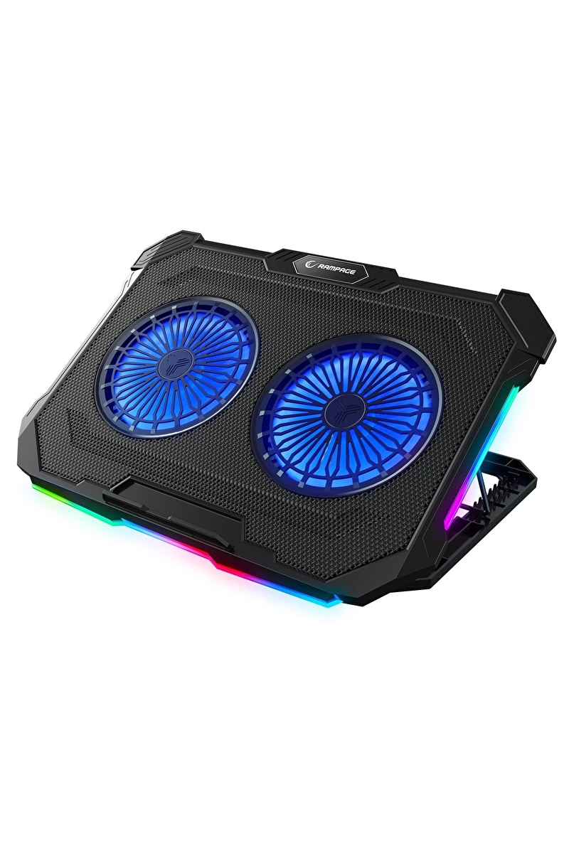 Rampage Sirius S46 RGB Işıklı 2 Fanlı Yükseklik Ayarlı 125 *125*15 2 USB Port Notebook Soğutucu