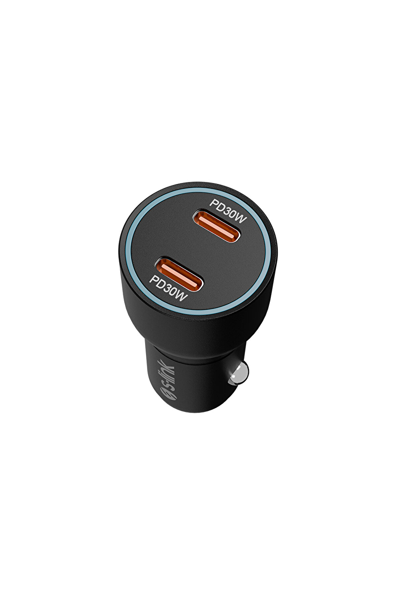S-link SL-AC60 60W PD 3.0 PD 30W + PD30W Siyah Araç Şarj Cihazı