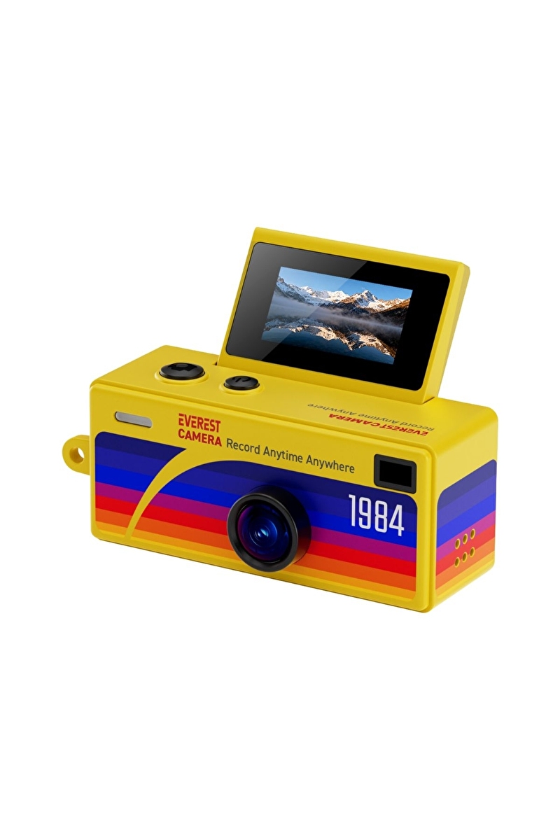 Everest ADK1984 Sarı 1.6MP Çevrilebilir Ekran Konteyner Tipi Retro Anahtarlık Mini Dijital Kamera
