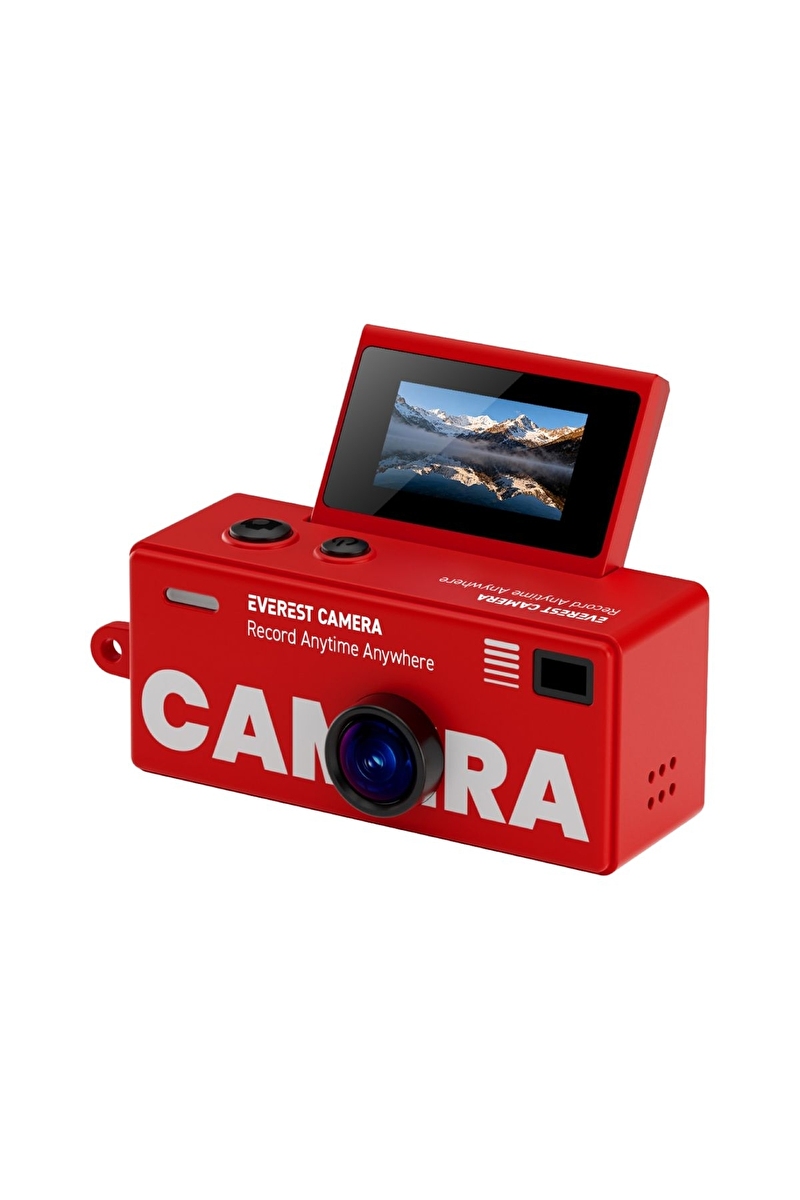 Everest ADK1984 Kırmızı 1.6MP Çevrilebilir Ekran Konteyner Tipi Retro Anahtarlık Mini Dijital Kamera