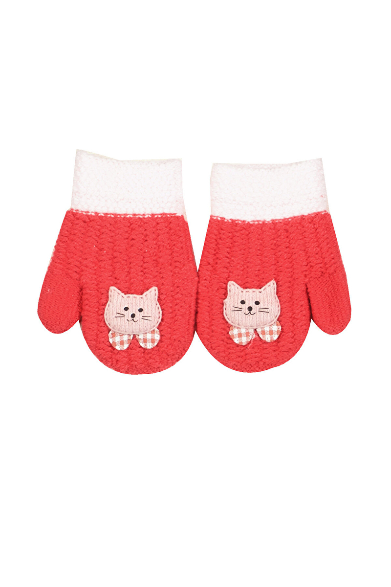 Kitti Kız Çocuk 1-3 Yaş Bebe Örme Eldiven P-K23210-03