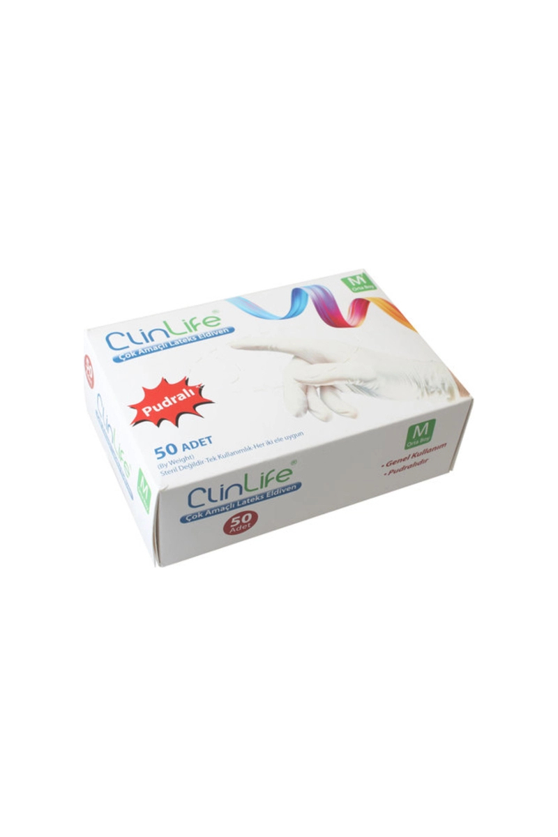 Clinlife Pudralı Latex Eldiven 50'li Medium