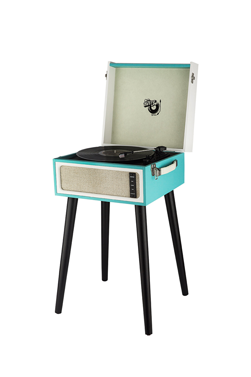 Ktools Pikap Bluetooth Hoparlör Long Play Retro K216 Mavi