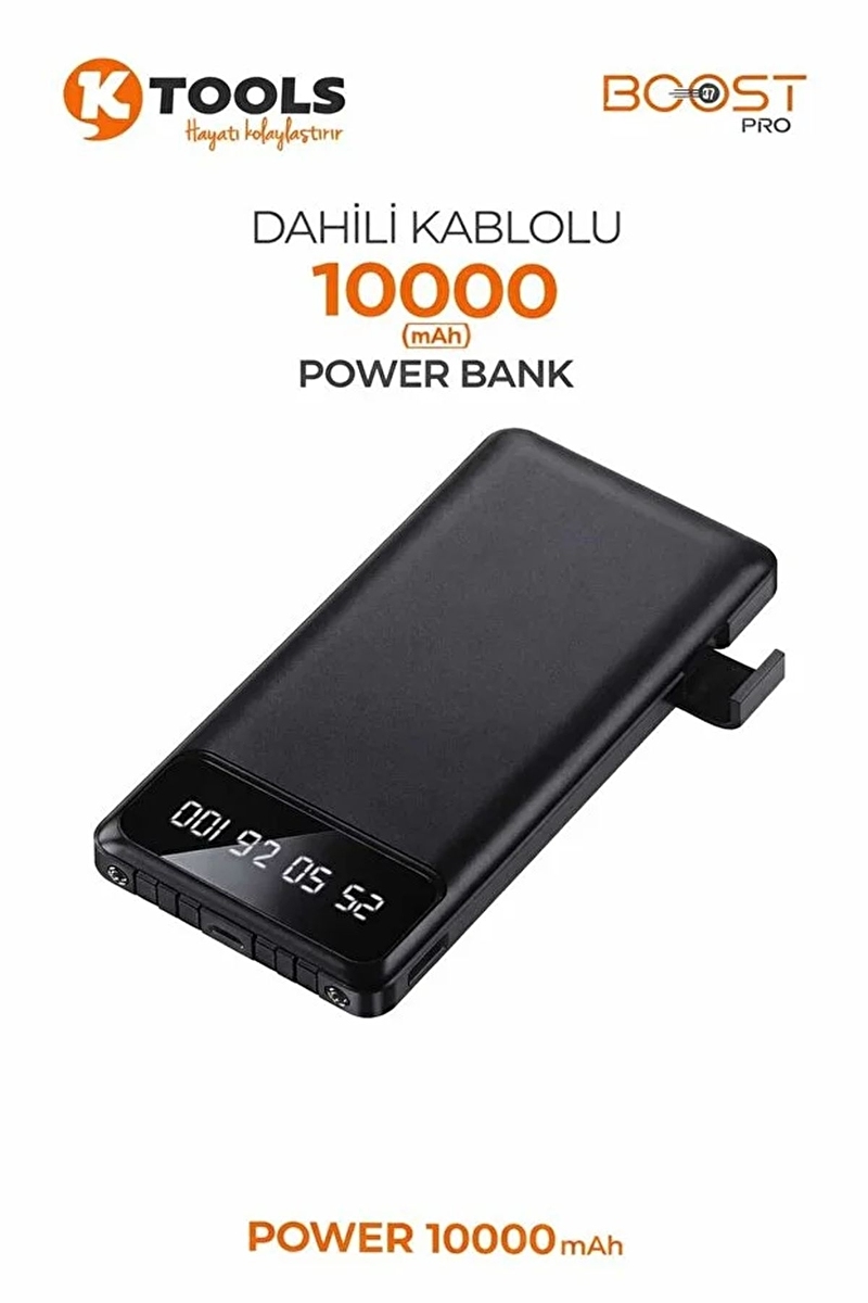 KTools Boost Trio Dahili Kablolu 10.000 mAh Powerbank