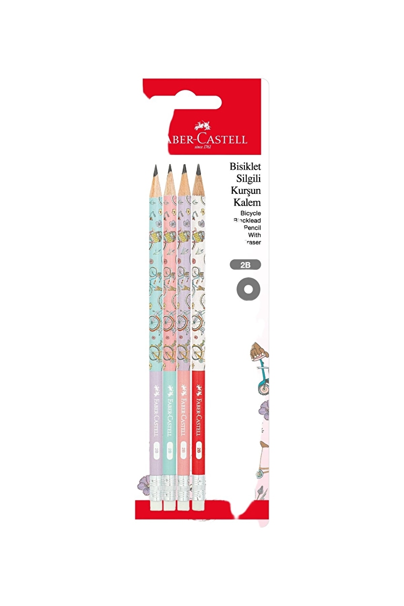 Faber Castell Bisiklet Silgili Kurşun Kalem 4'lü 17701