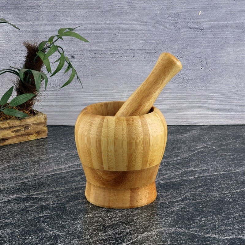 Tohana Bambu Havan 9,5x9x7 cm Tokmak Uzunluğu:13 cm