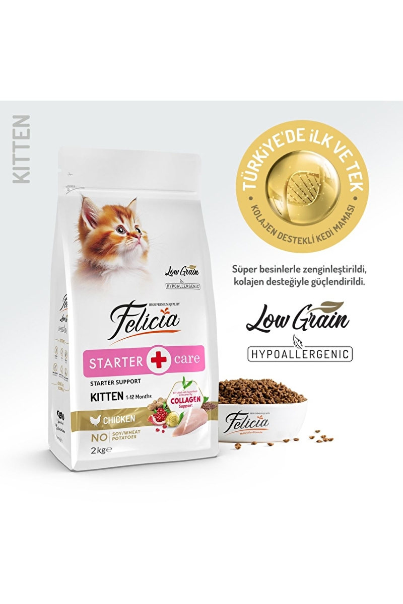 Felicia 2 Kg Kolajenli Tavuklu Az Tahıllı Yavru Kedi Maması