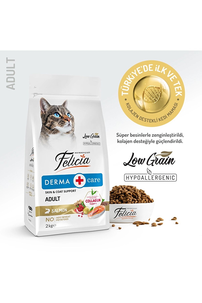 Felicia 2 Kg Kolajenli Somonlu Az Tahıllı Yetişkin Kedi Maması