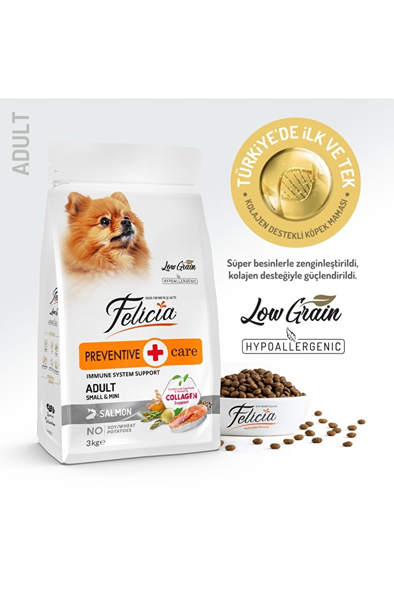 Felicia 3 Kg Kolajenli Somonlu Az Tahıllı Small/Mini Yetişkin Köpek Maması