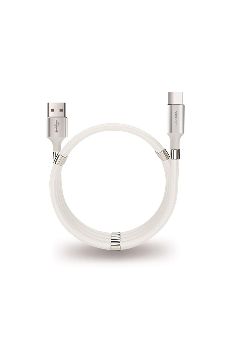 PoloSmart Psm67 Type - C Sarj Kablosu Sarma Mıknatıslı 1 Mt Beyaz