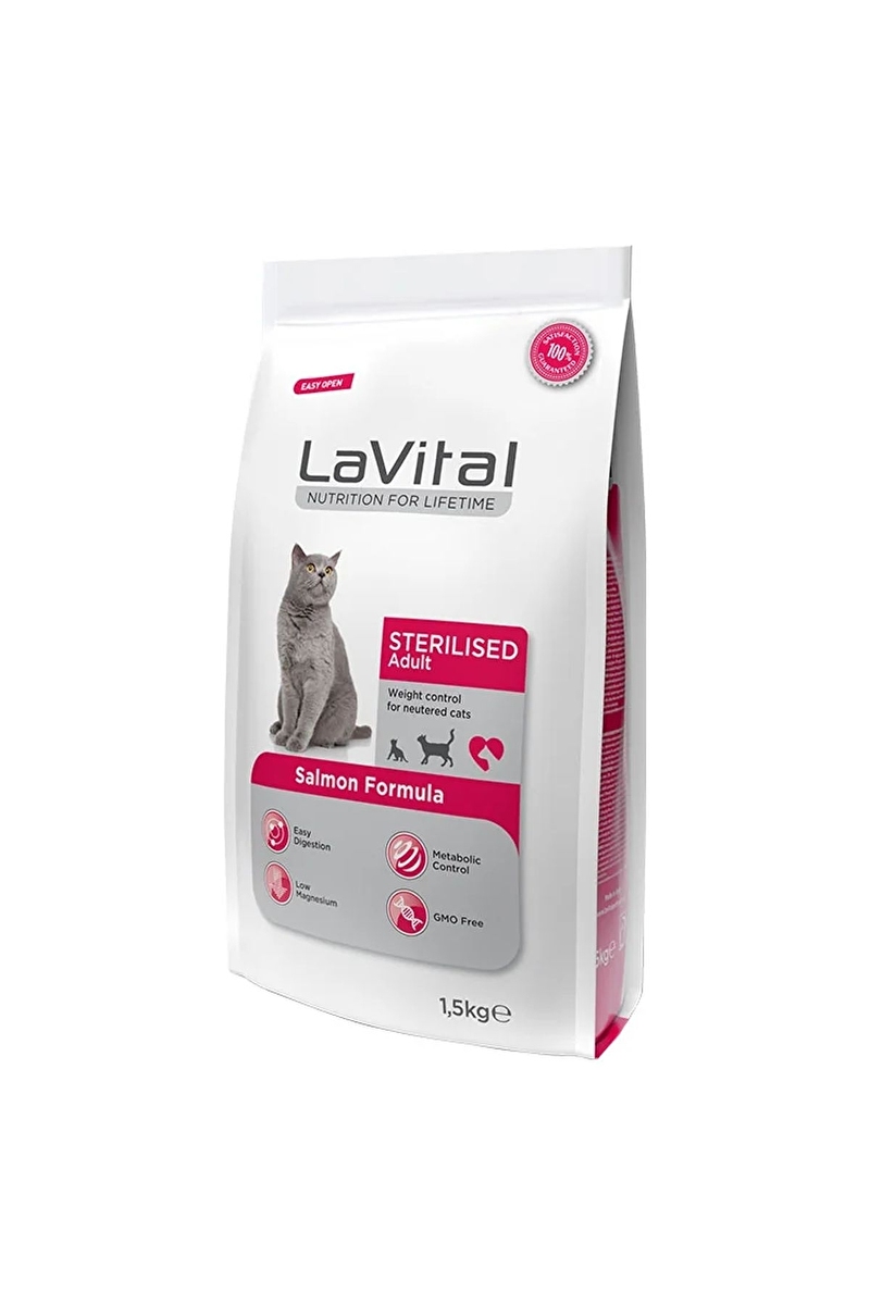 LaVital Somonlu Kısırlaştılmış (Sterilised) Yetişkin Kedi Maması 1,5kg