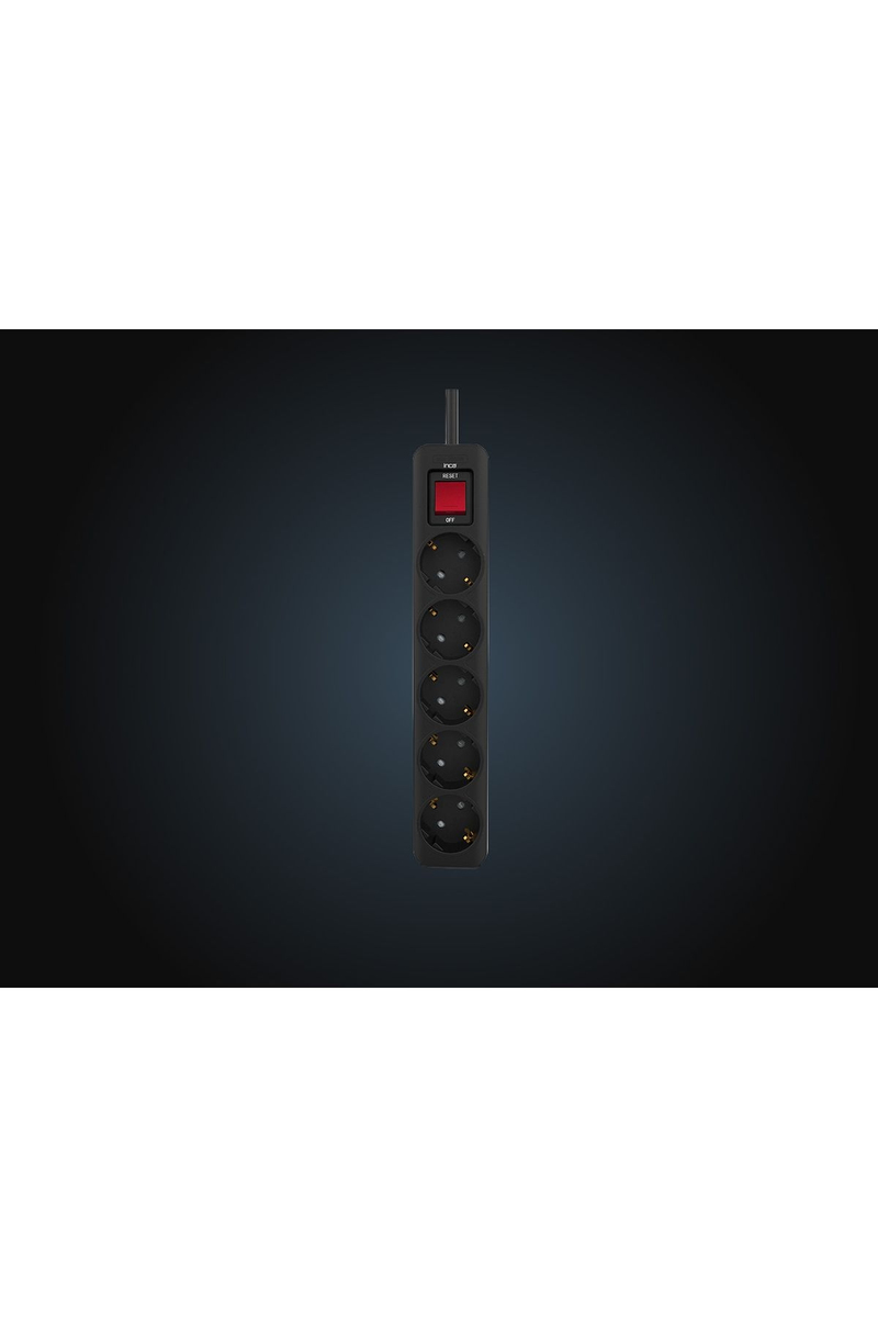 Inca IPW-44SY3 5 port Akım Korumalı Led Tuşlu Priz 3M - Siyah