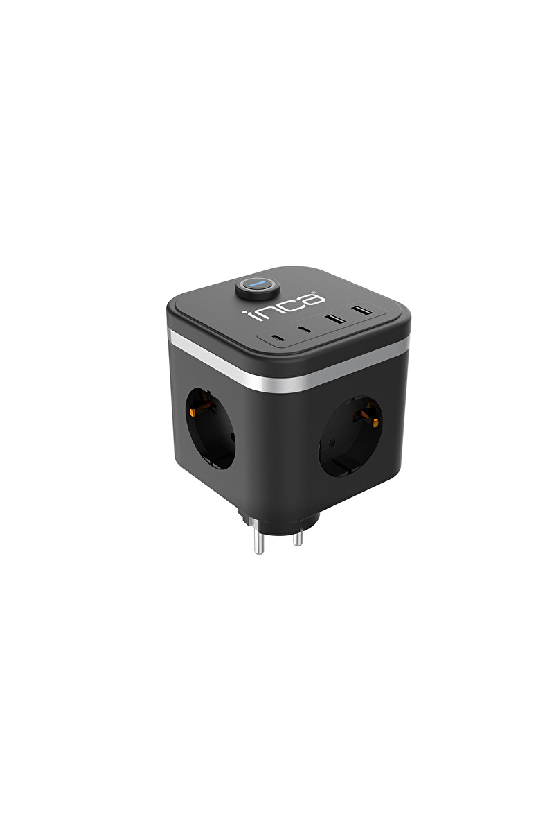 Inca Ipw-47Sy 3Port 2X Usb+2X Type-C Akım Korumalı Led Tuşlu Duvar Priz - Siyah
