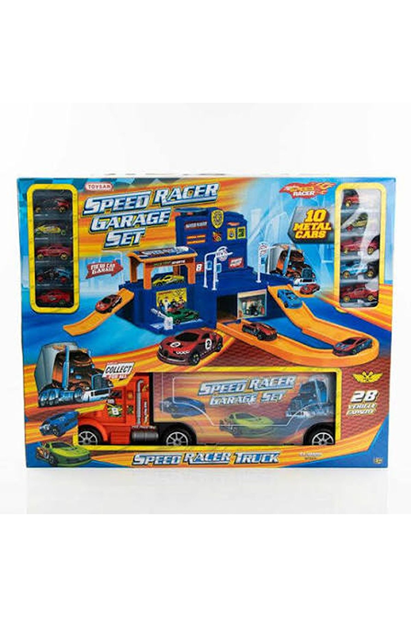 Toysan Speed Racer Tır Garaj ve 10 Metal Araba Seti