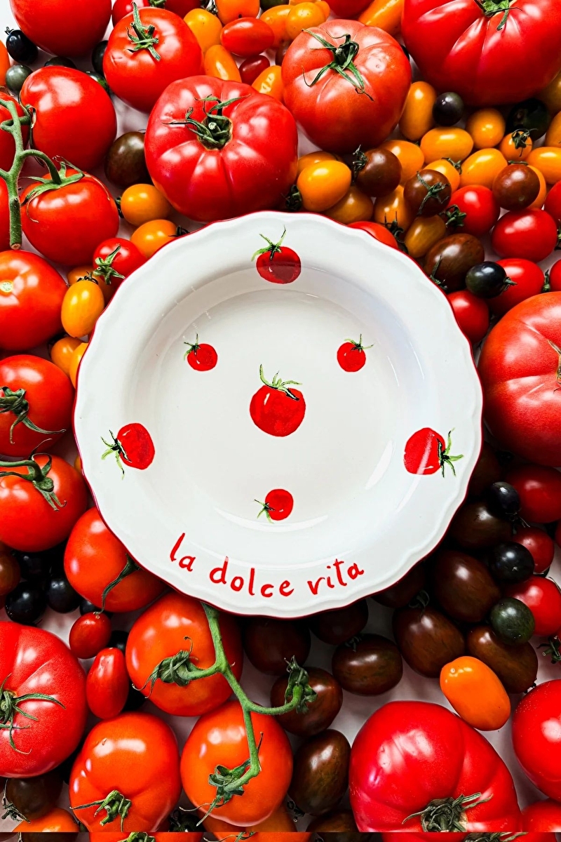 Rakle x Bengi Kurtcebe Pomodoro Stoneware 4'lü Yemek Tabağı Seti 23 cm