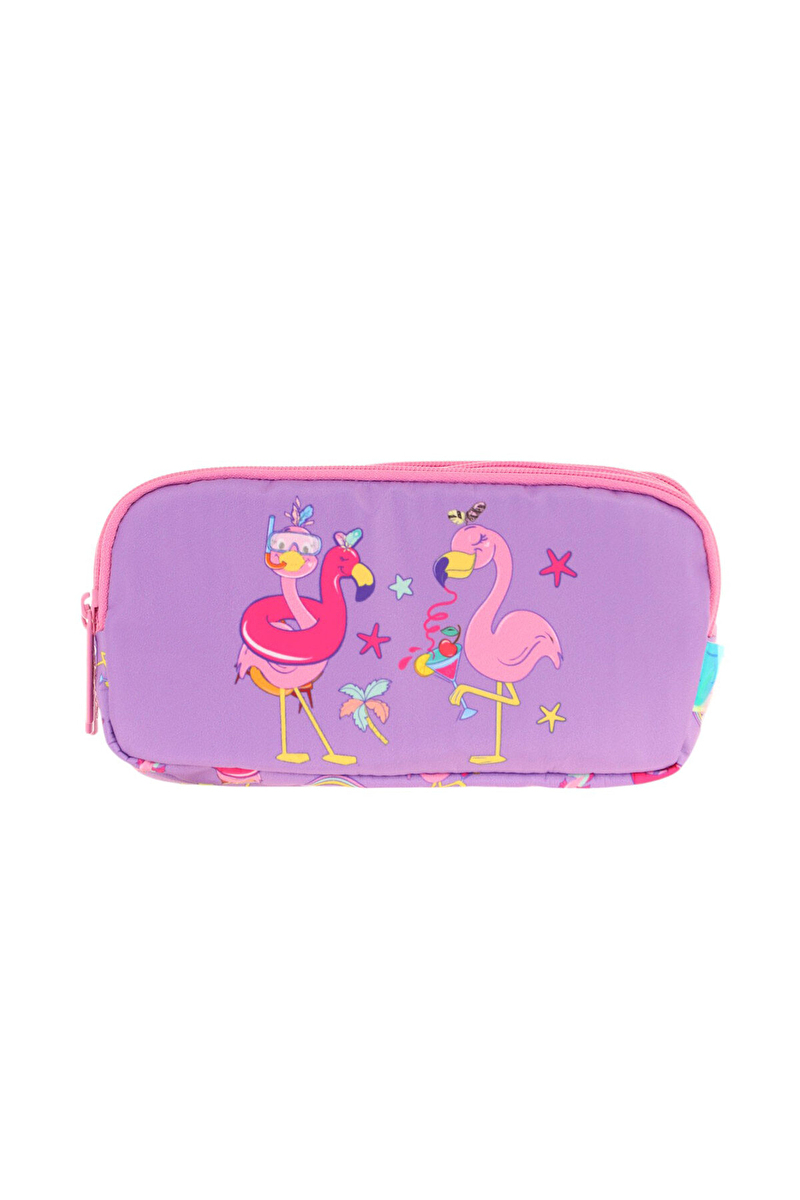 Kaukko Kids 3 Bölmeli Kalem Çantası (Plush Flamingo) L8240