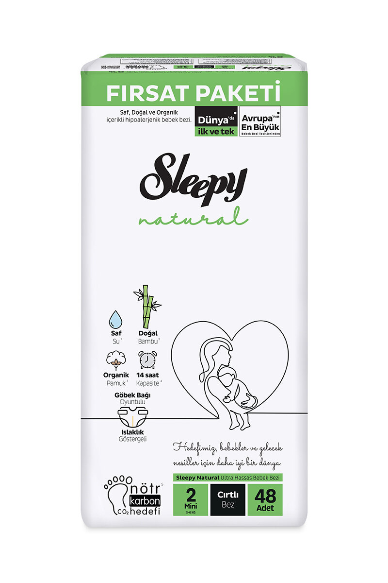 Sleepy Natural Fırsat Paketi Mini (2) 48 Adet Bebek Bezi