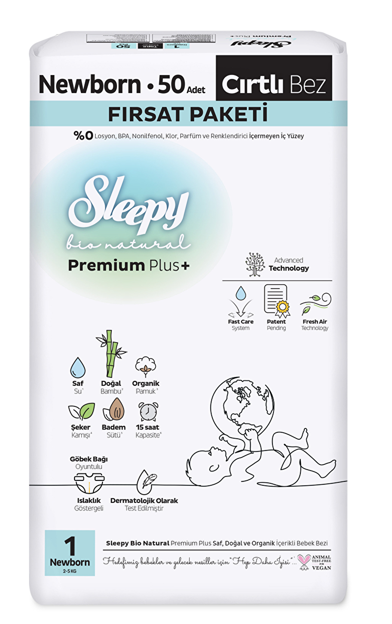 Sleepy Bio Natural Fırsat Paketi Yenidoğan (1) 50 Adet