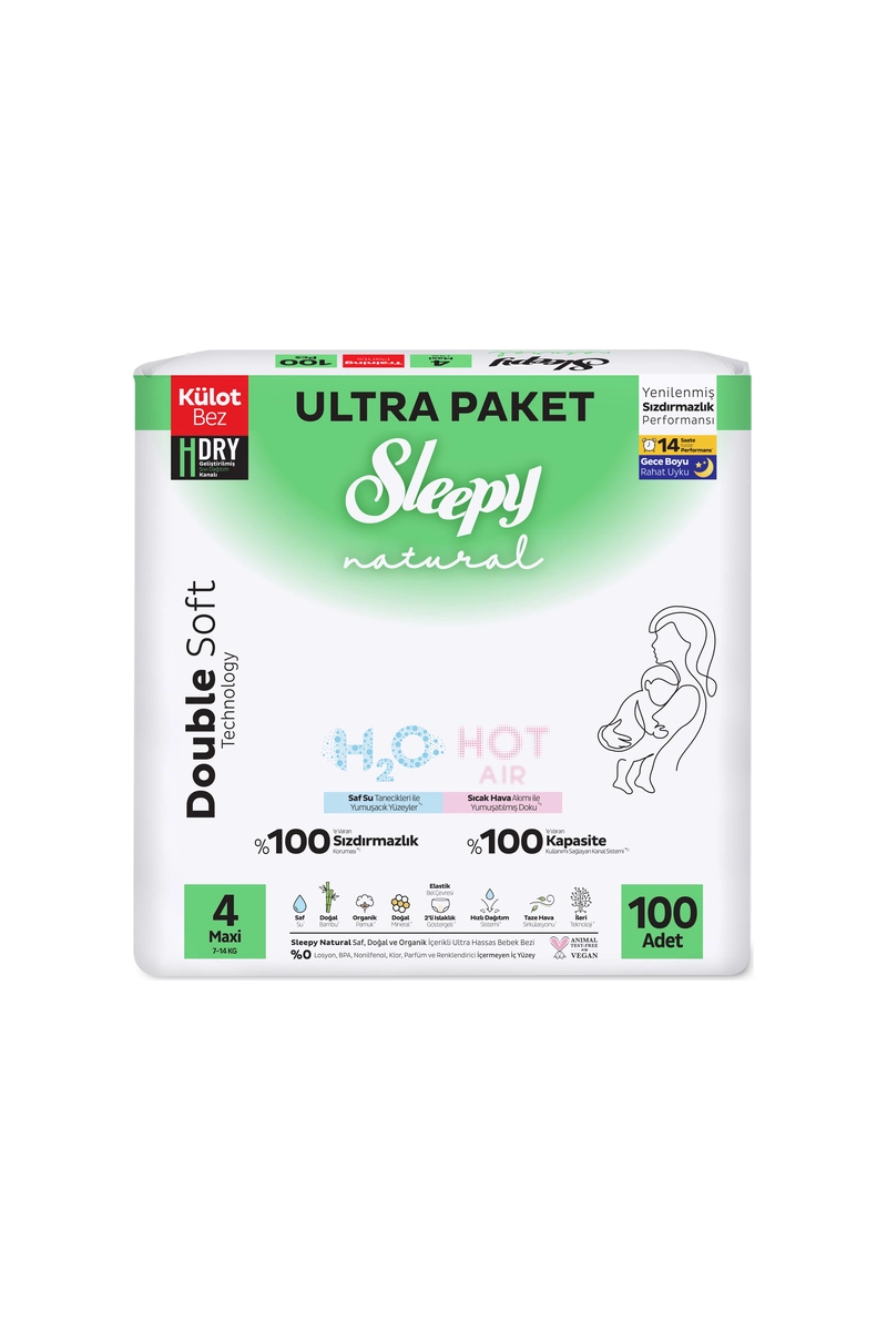 Sleepy Natural Double Soft Ultra Külot Bez Maxi (4) 100'lü
