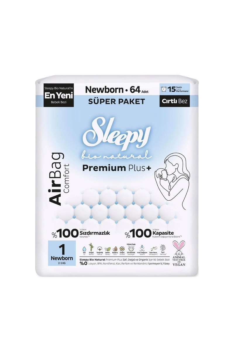 Sleepy Bio Airbag Süper Yenidoğan (1) 64 Adet 2-5 kg Bebek Bezi