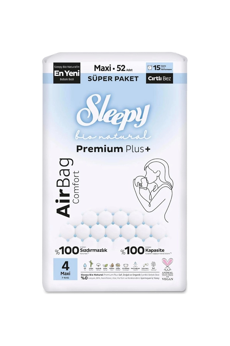Sleepy Bio Airbag Süper Maxi (4) 52 Adet 7-16 kg Bebek Bezi
