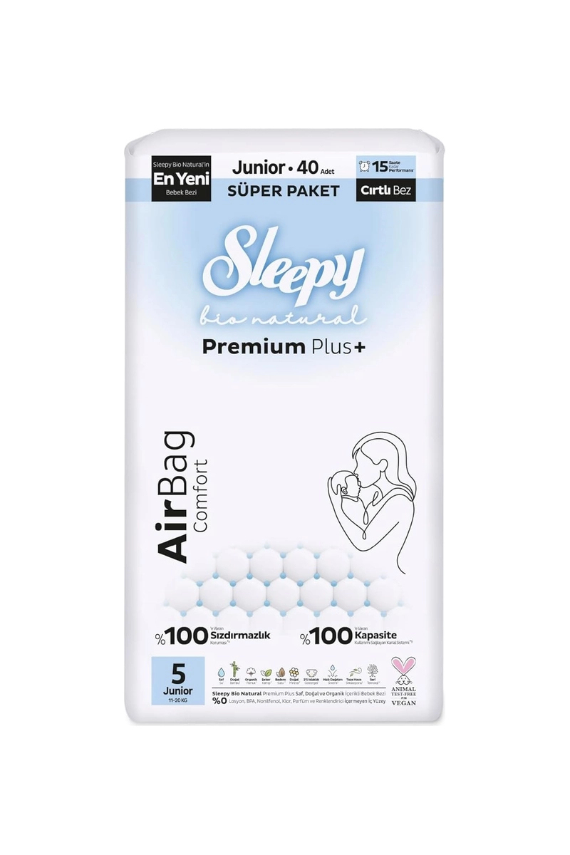 Sleepy Bio Airbag Süper Junior (5) 40 Adet 11-20 kg Bebek Bezi