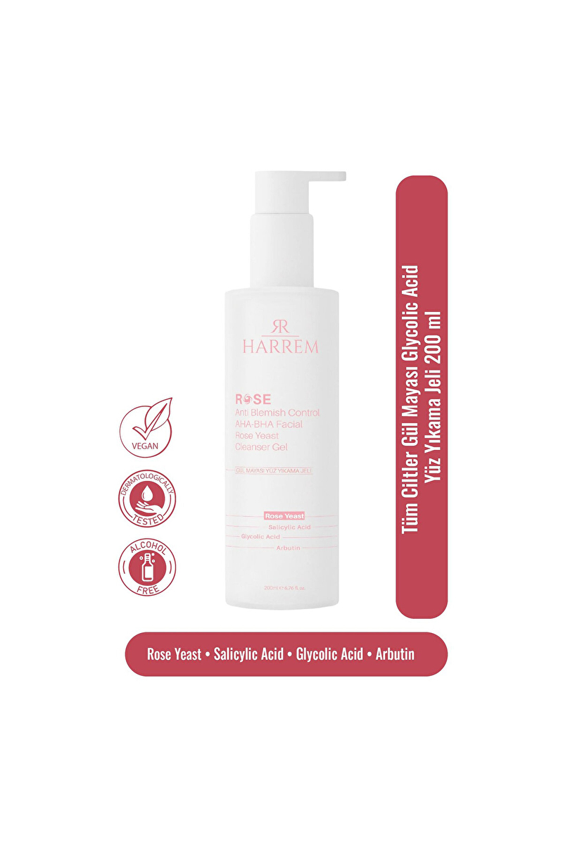 Rose Series Tüm Ciltler Gül Mayası Glycolic Acid Hassas Yüz Yıkama Jeli 200 ML