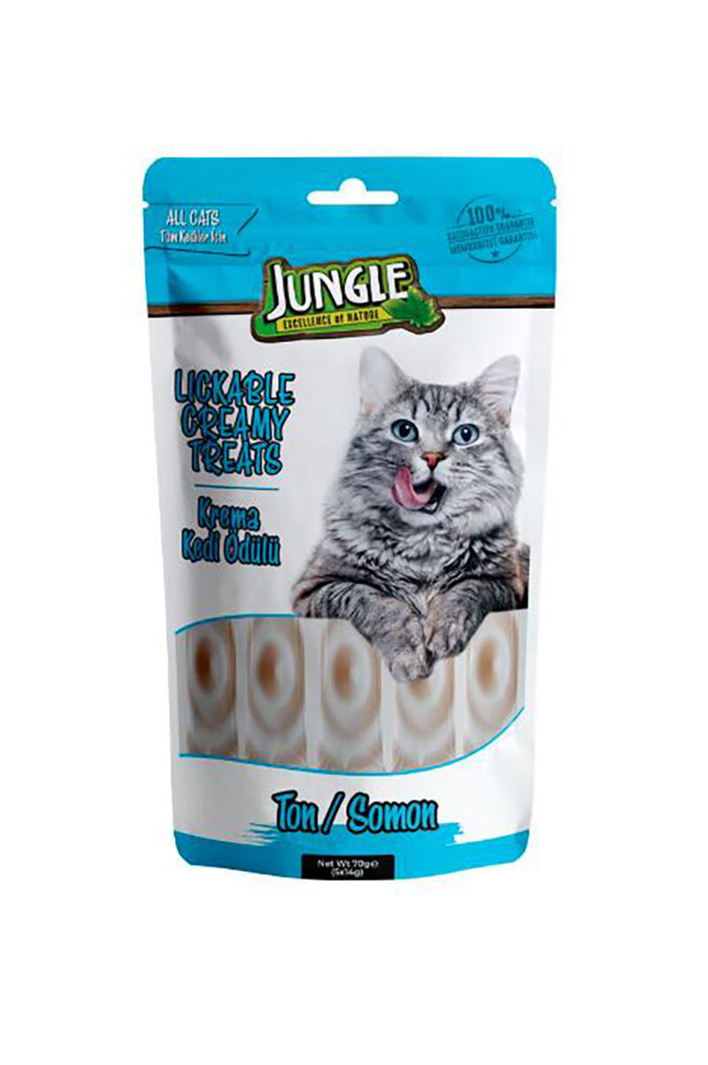 Jungle Kedi Krema Ton ve Somonlu Ödül Maması 5x14 g