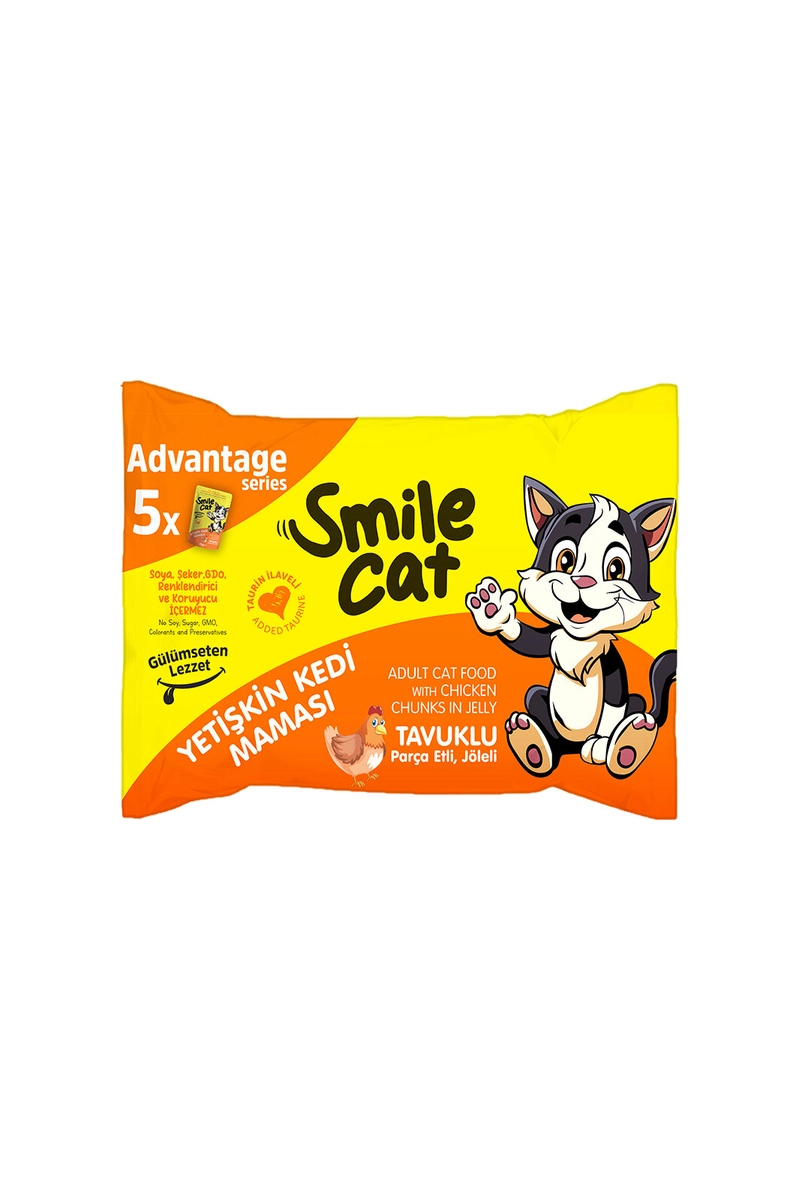 Smilecat Pouch Yetişkin Kedi Tavuklu 85g 5'li Paket