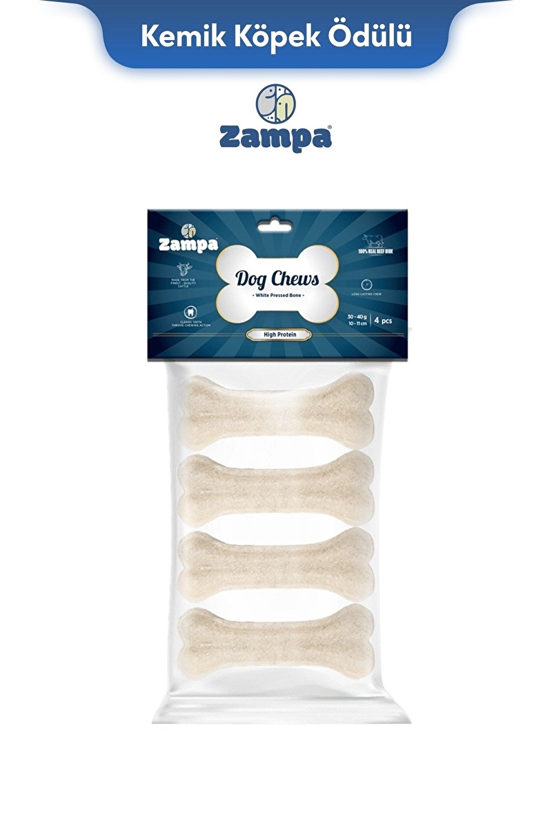 Zampa Beyaz Press Kemik Köpek Ödülü 4 lü 30-40g